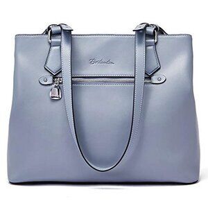 Bostanten Women's Light Blue Genuine Leather Handbag Purse - EUC